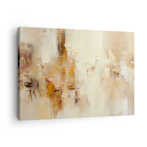 Quadro su tela - Stampe su Tela - Una composizione astratta nelle calde tonalità del giallo e del marrone. - 70x50cm - L'anima dell'ambra - Decorazione murale moderna per soggiorno e camera da letto ARTTOR