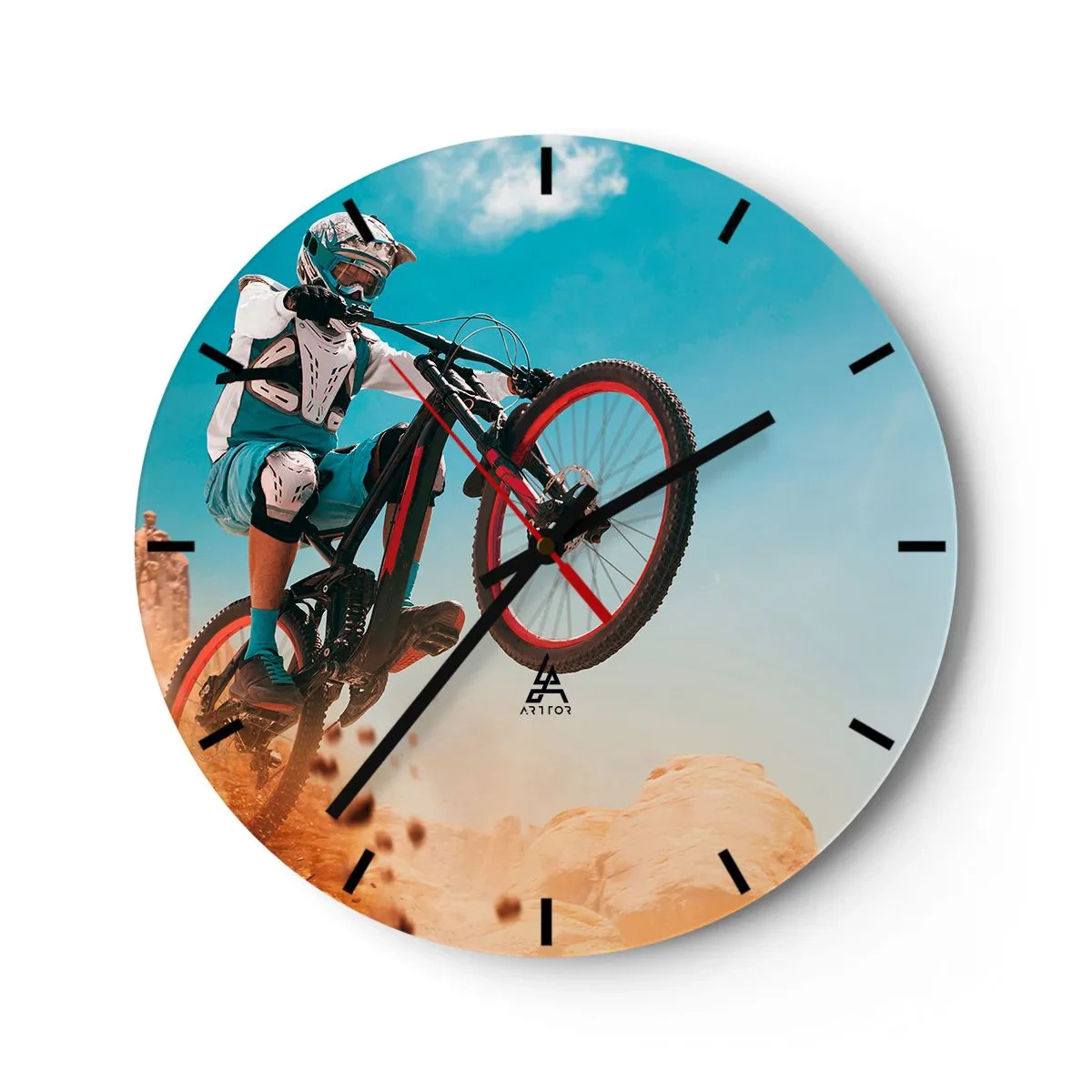 Orologio da parete - Orologio in Vetro - Il demone della follia ciclistica - 40x40 cm