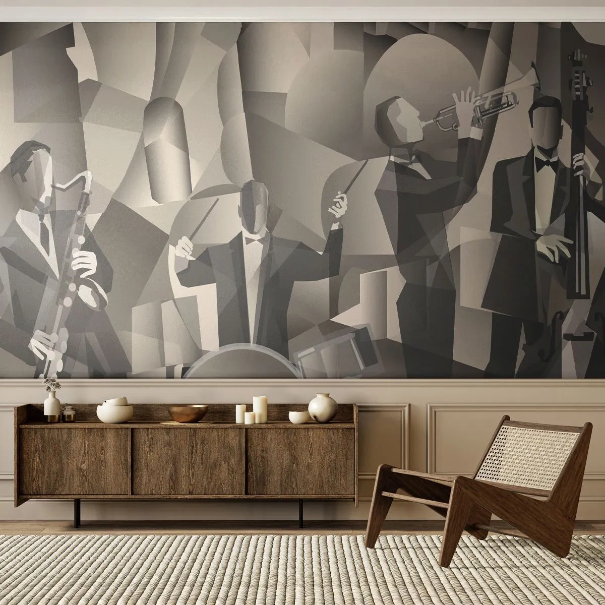 Fotomurali Standard Eco - Nello spazio dei suono - Astrazione, Gruppo musicale, Jazz - 200x140 cm