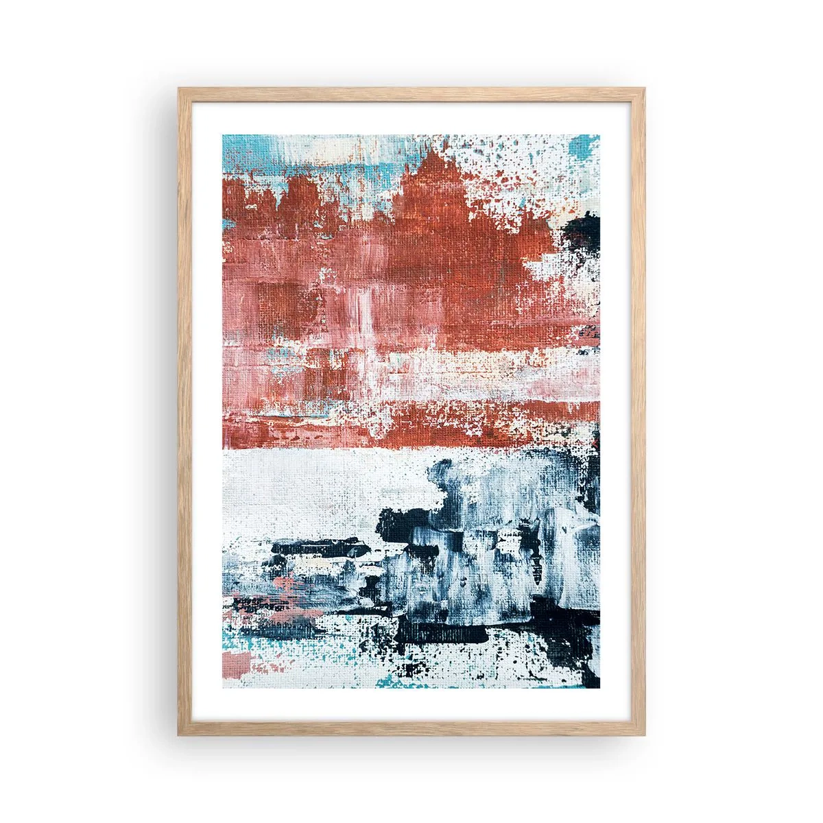 Poster in cornice rovere chiaro - Astratto in due metà - 50x70 cm