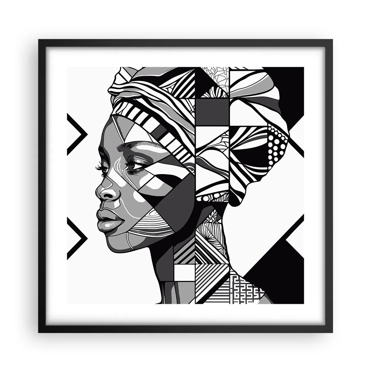 Poster in cornice nera - Ritratto etnico - 50x50 cm