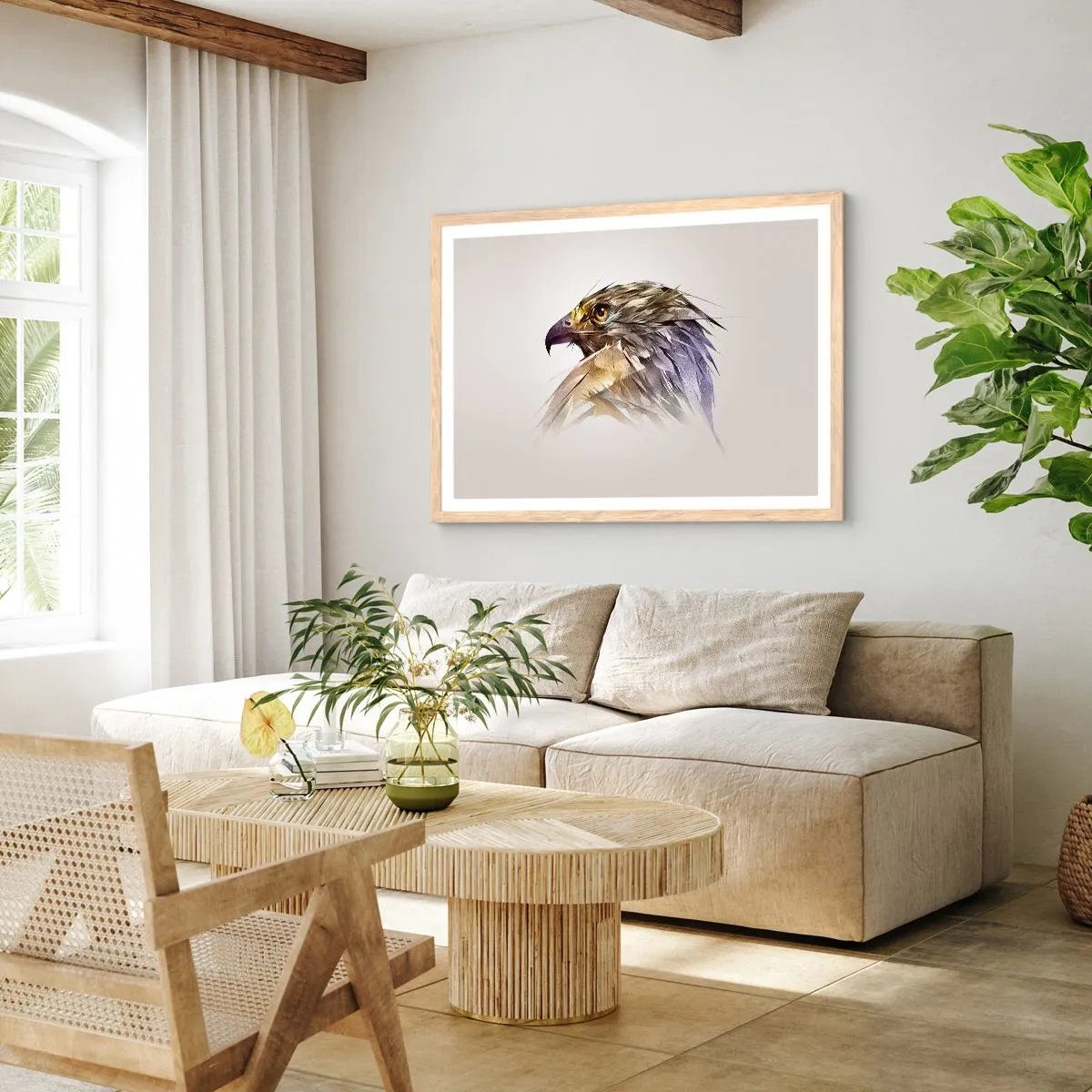 Poster in cornice rovere chiaro - Ritratto di guerriero - 100x70 cm