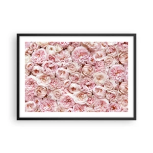 Poster in cornice nera - Delicate rose in tonalità di rosa su tutta la superficie - 70x50cm - Coperto di rose - Decorazione murale moderna per soggiorno e camera da letto ARTTOR