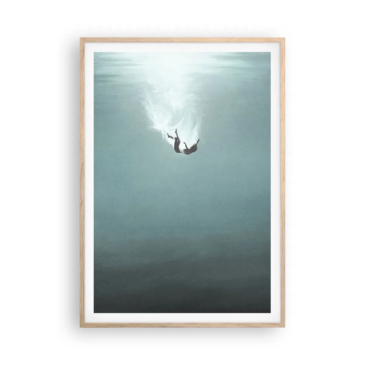 Poster in cornice rovere chiaro - Nell'abbraccio dell'oceano - 70x100 cm