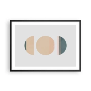 Poster in cornice nera - Forme geometriche astratte in colori pastello - 70x50cm - Un cerchio dopo l'altro - Decorazione murale moderna per soggiorno e camera da letto ARTTOR