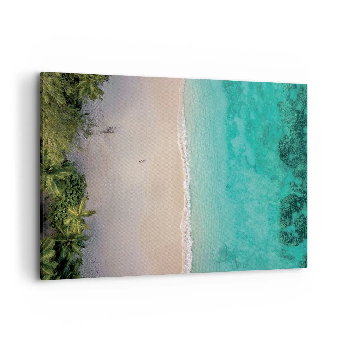 Quadro su tela - Stampe su Tela - Vista aerea di una spiaggia tropicale con acqua turchese - 120x80cm - Spiaggia del paradiso - Decorazione murale moderna per soggiorno e camera da letto ARTTOR