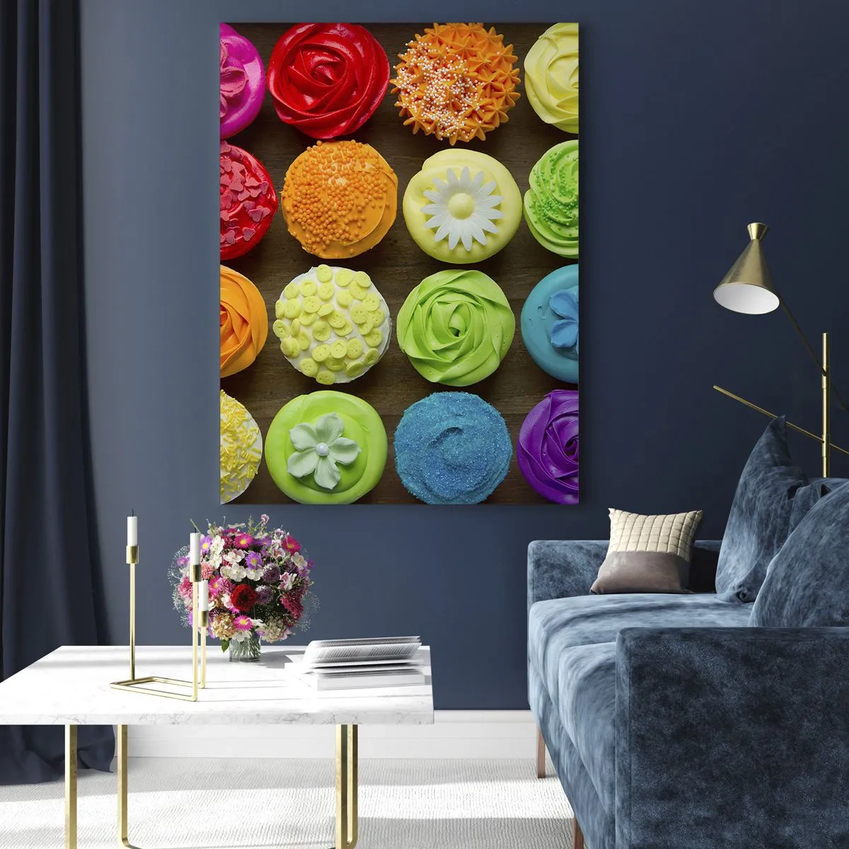 Quadro su vetro - Cupcakes colorati con decorazioni pastello - 80x120cm - Ognuno è differente, tutti sono buoni - Decorazione murale moderna per soggiorno e camera da letto ARTTOR