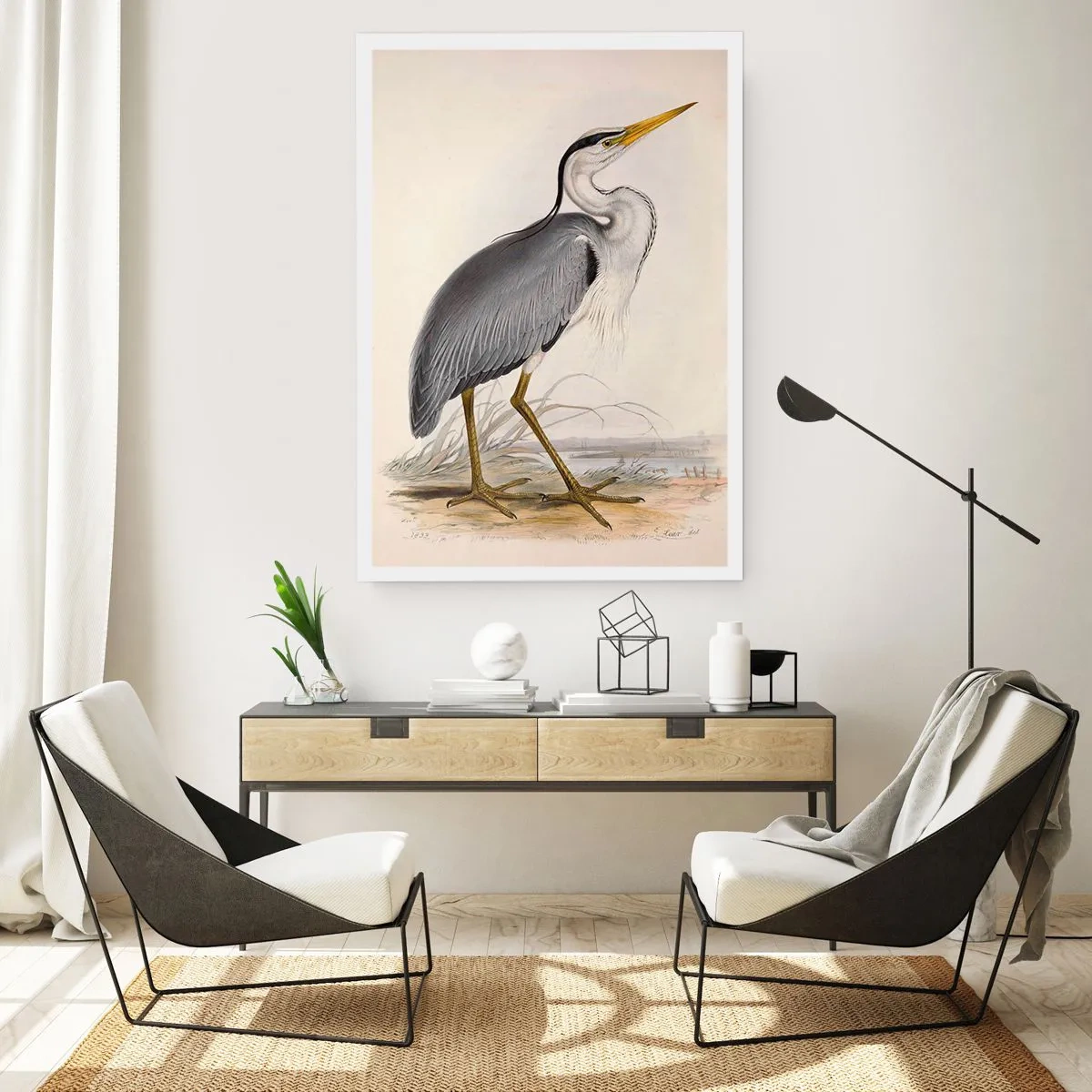 Poster - La grazia dell'airone - 50x70cm - La grazia dell'airone - Decorazione murale moderna per soggiorno e camera da letto ARTTOR