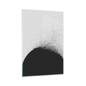 Quadro su vetro - Motivo astratto con particelle nere su sfondo chiaro - 70x100cm - Il movimento delle particelle - Decorazione murale moderna per soggiorno e camera da letto ARTTOR