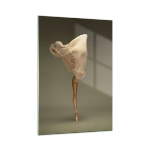Quadro su vetro - Una ballerina in una posa delicata con il velo sollevato - 50x70cm - Adesso vola via - Decorazione murale moderna per soggiorno e camera da letto ARTTOR