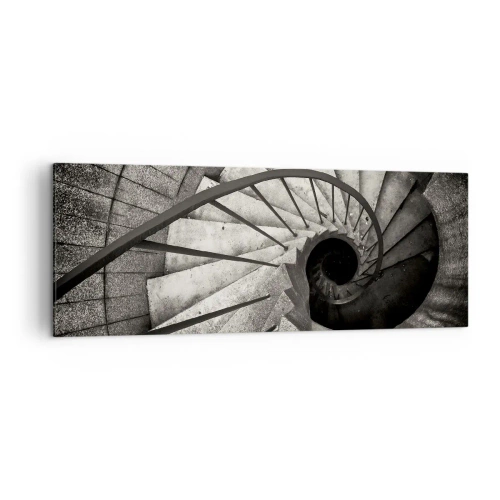 Quadro su tela - Stampe su Tela - Scala a chiocciola bianca e nera in stile moderno - 140x50cm - Salire e scendere - Decorazione murale moderna per soggiorno e camera da letto ARTTOR