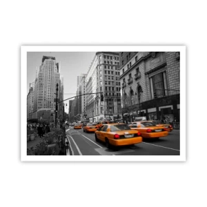 Poster - Taxi gialli per le strade di New York - 100x70cm - Il sole della grande città - Decorazione murale moderna per soggiorno e camera da letto ARTTOR