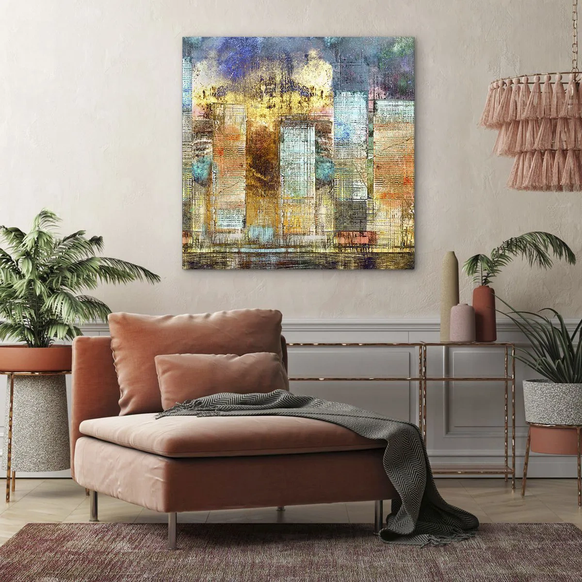 Quadro su tela - Stampe su Tela - Metropoli nel sole - 40x40 cm