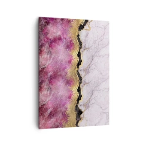 Quadro su tela - Stampe su Tela - Marmo astratto nei toni del rosa con accenti dorati - 50x70cm - Sul confine - Decorazione murale moderna per soggiorno e camera da letto ARTTOR