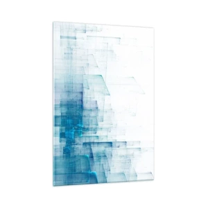 Quadro su vetro - Forme geometriche astratte nelle tonalità del blu - 70x100cm - E lo spazio fu - Decorazione murale moderna per soggiorno e camera da letto ARTTOR