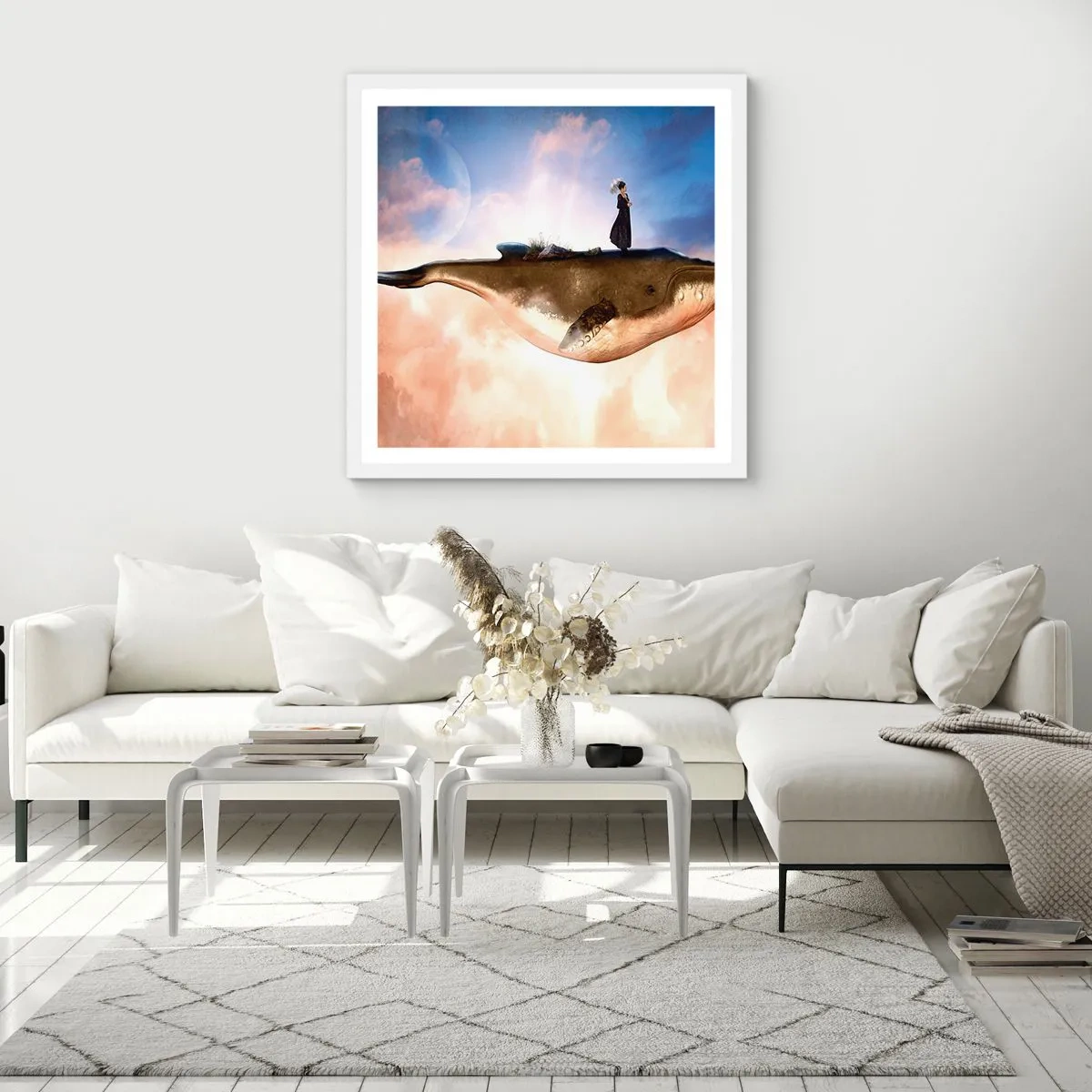 Poster in cornice bianca - Viaggio surreale - 60x60 cm