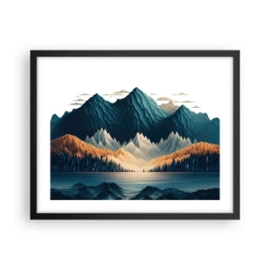 Poster in cornice nera - Perfetto paesaggio montano - 50x40 cm