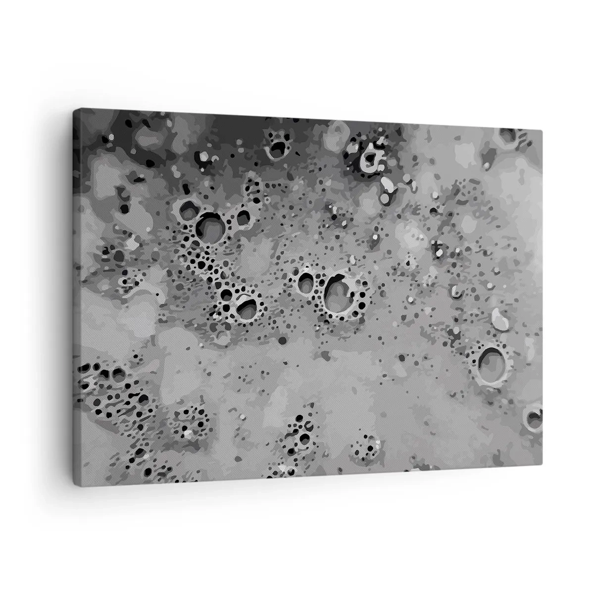 Quadro su tela - Stampe su Tela - Motivo astratto a bolle in bianco e nero - 70x50cm - Come un paesaggio lunare - Decorazione murale moderna per soggiorno e camera da letto ARTTOR