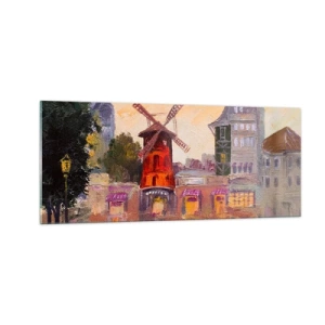 Quadro su vetro - Le icone di Parigi: il Moulin Rouge - 100x40 cm