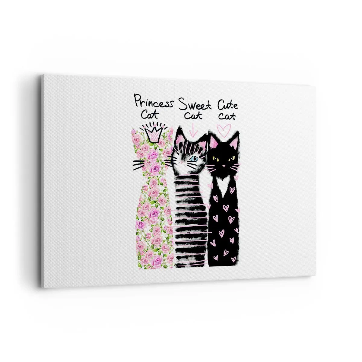 Quadro su tela - Stampe su Tela - Tre gatti con vari motivi artistici - 120x80cm - C'erano una volta tre gattini - Decorazione murale moderna per soggiorno e camera da letto ARTTOR