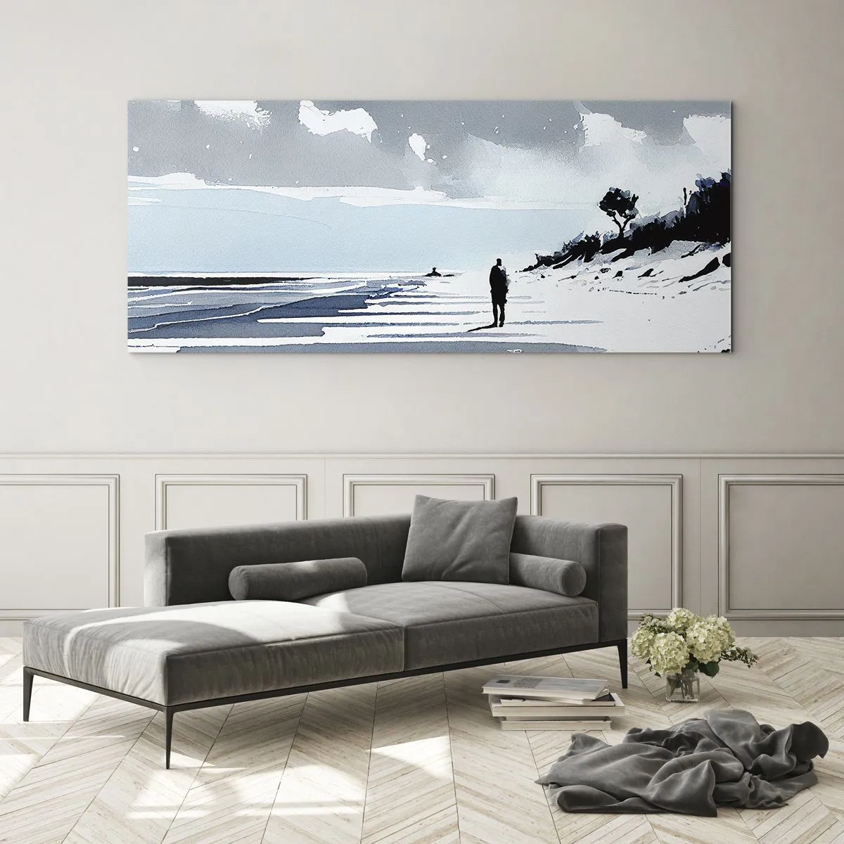 Quadro su vetro - Solo con se stesso - 90x30 cm