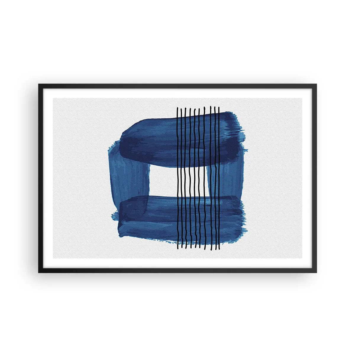 Poster in cornice nera - Composizione blu e nera - 91x61 cm