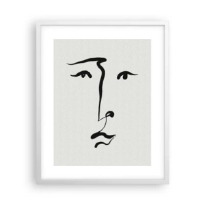 Poster in cornice bianca - Ritratto con un tratto solo - 40x50 cm