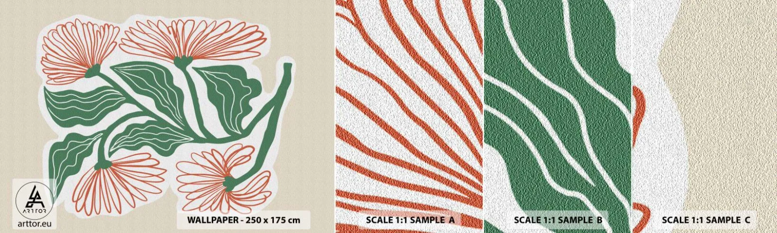 Campione Di Fotomurale Standard Eco - Folklore e modernità - Boho, Fiori, Minimalismo - 100x30 cm