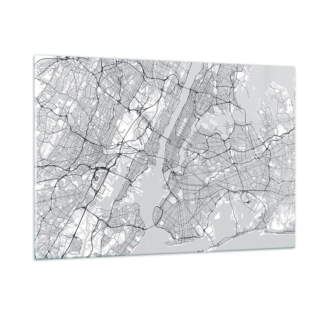 Quadro su vetro - Una mappa delle strade e dei quartieri delle grandi città in forma monocromatica - 120x80cm - Anatomia della metropoli - Decorazione murale moderna per soggiorno e camera da letto ARTTOR