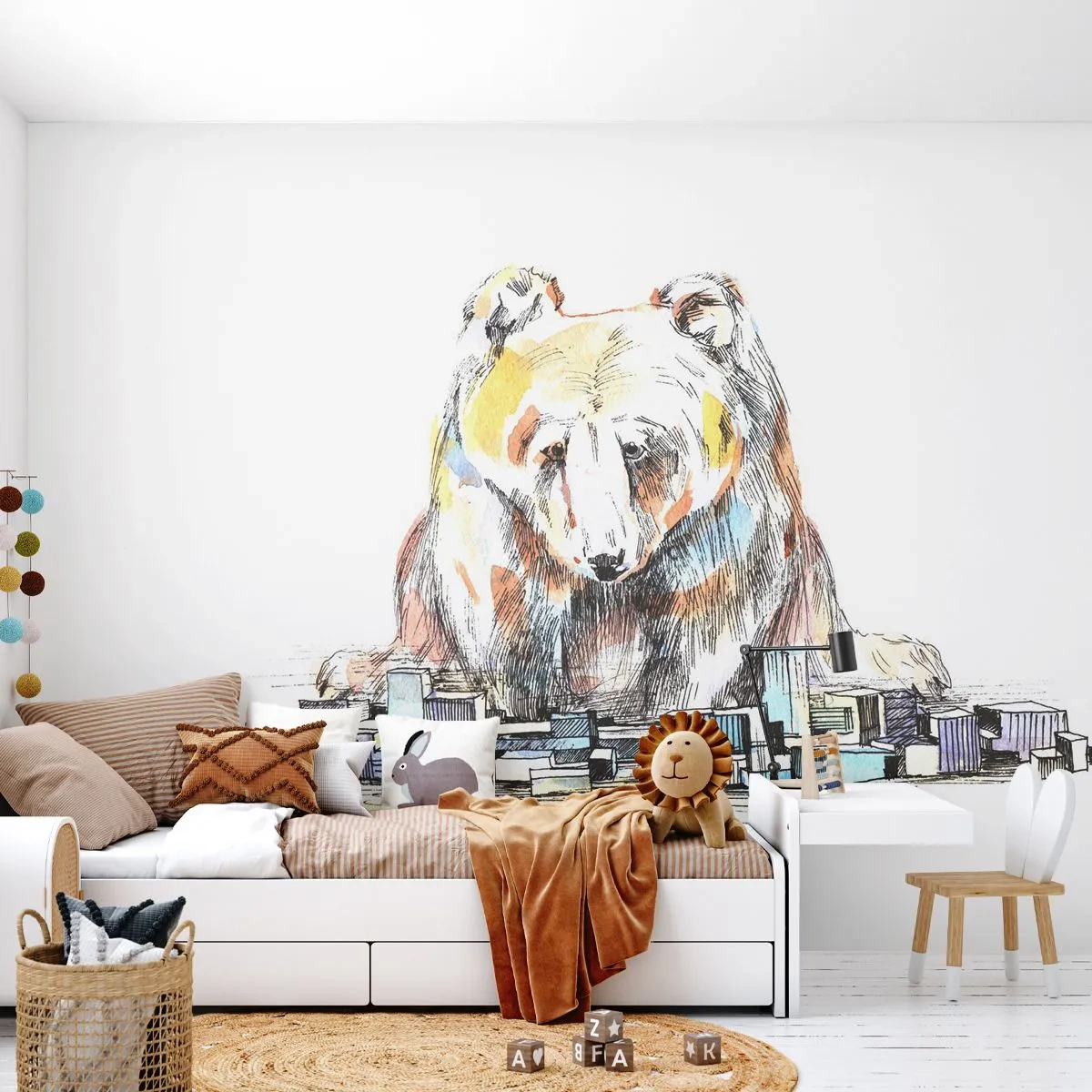 Fotomurali Premium Sand - Come si può vivere così? - Animali, Orso, Grafica - 300x210 cm