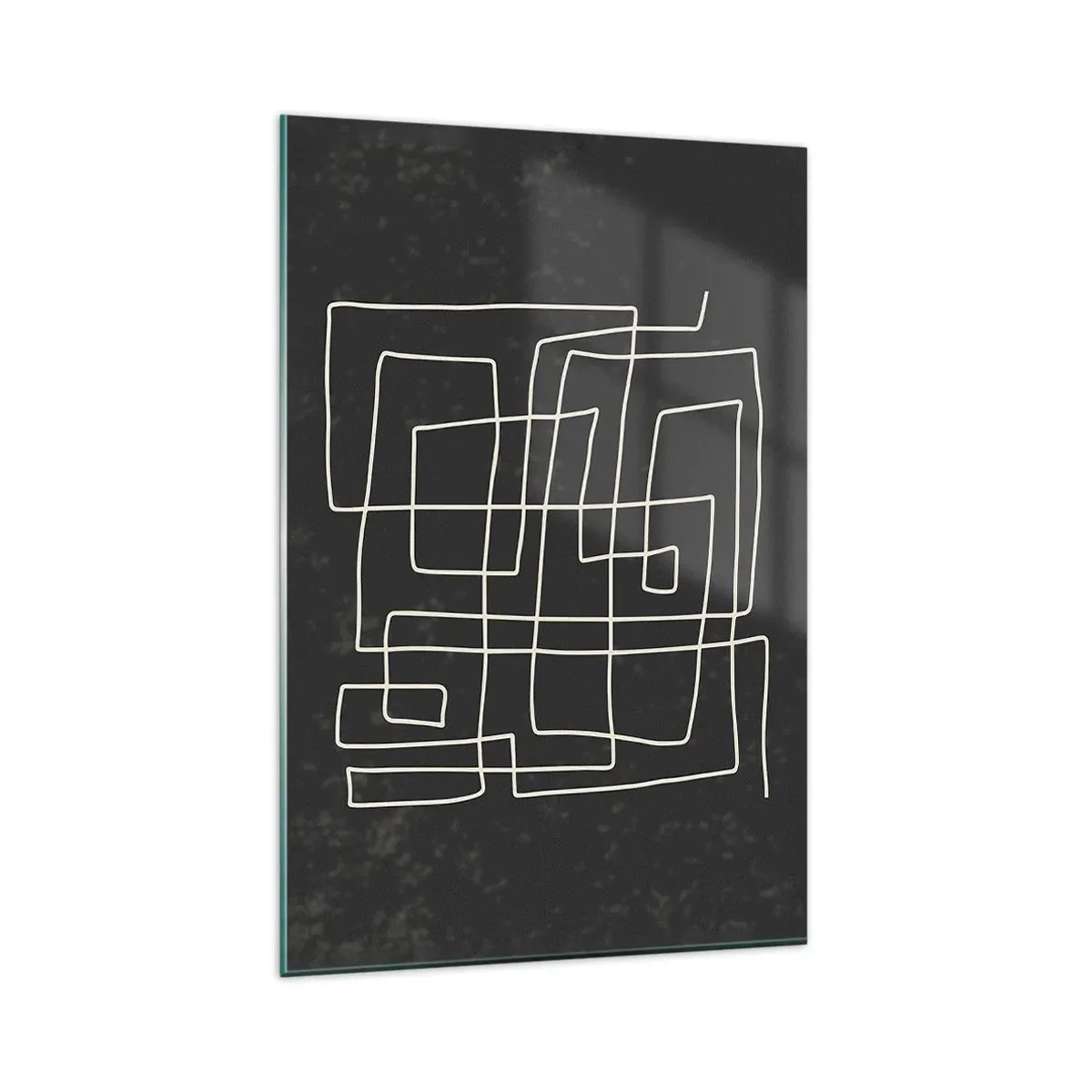 Quadro su vetro - Motivo geometrico astratto su sfondo scuro - 80x120cm - Non è così semplice - Decorazione murale moderna per soggiorno e camera da letto ARTTOR