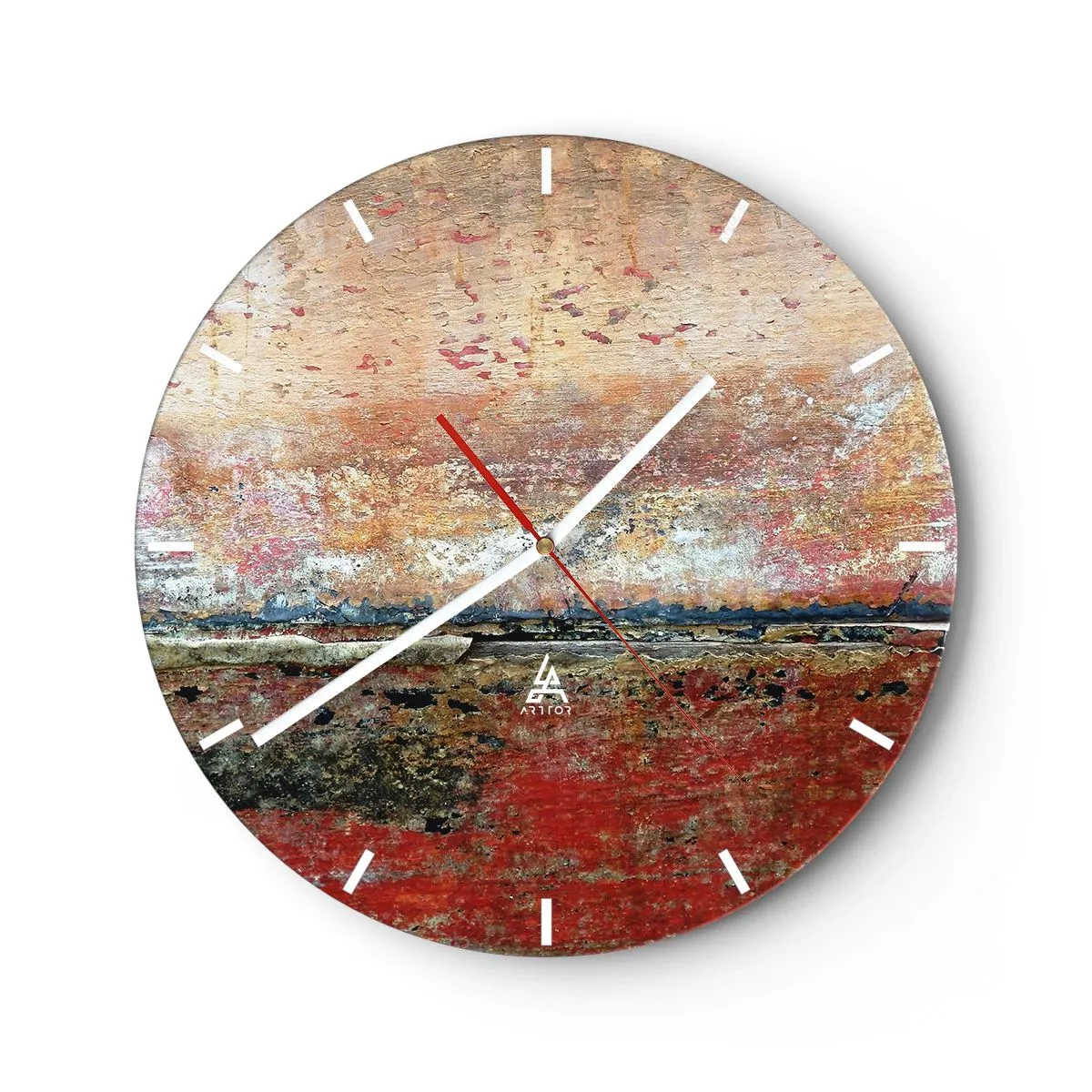 Orologio da parete - Orologio in Vetro - Un paesaggio astratto con texture e toni caldi della terra. - 30x30cm - Forse è il mare - Decorazione murale moderna per soggiorno, cucina e camera da letto ARTTOR