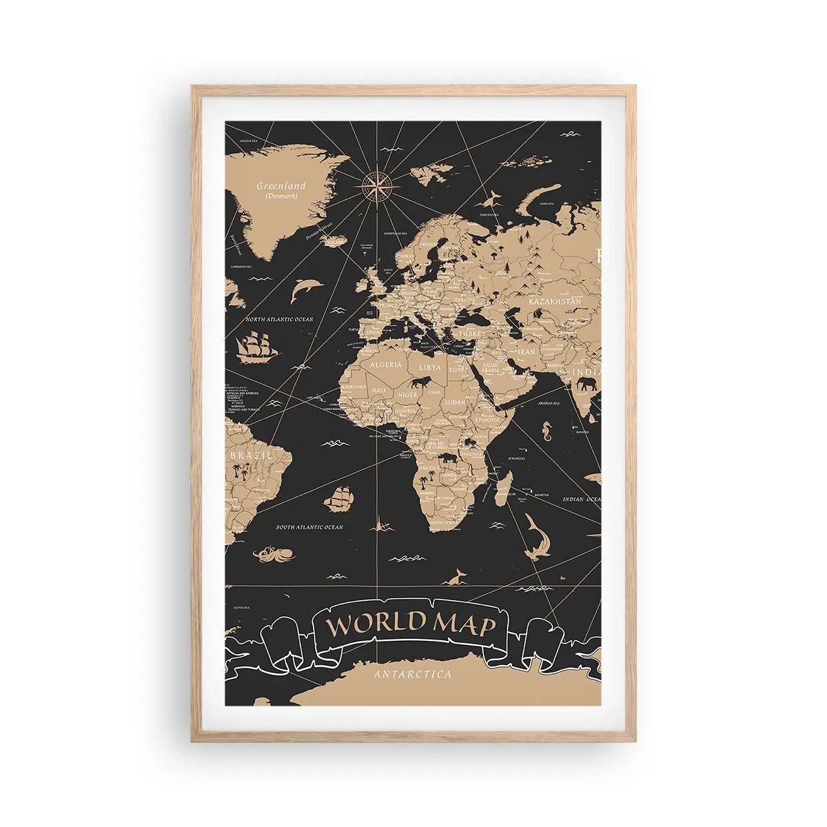 Poster in cornice rovere chiaro - I confini del mio mondo - 61x91 cm