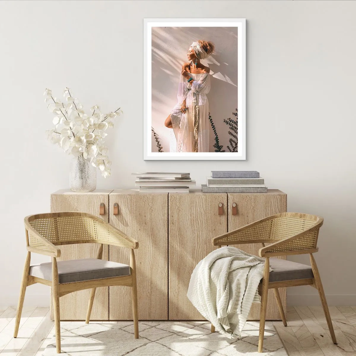 Poster in cornice bianca - Il sole e la ragazza - 40x50 cm