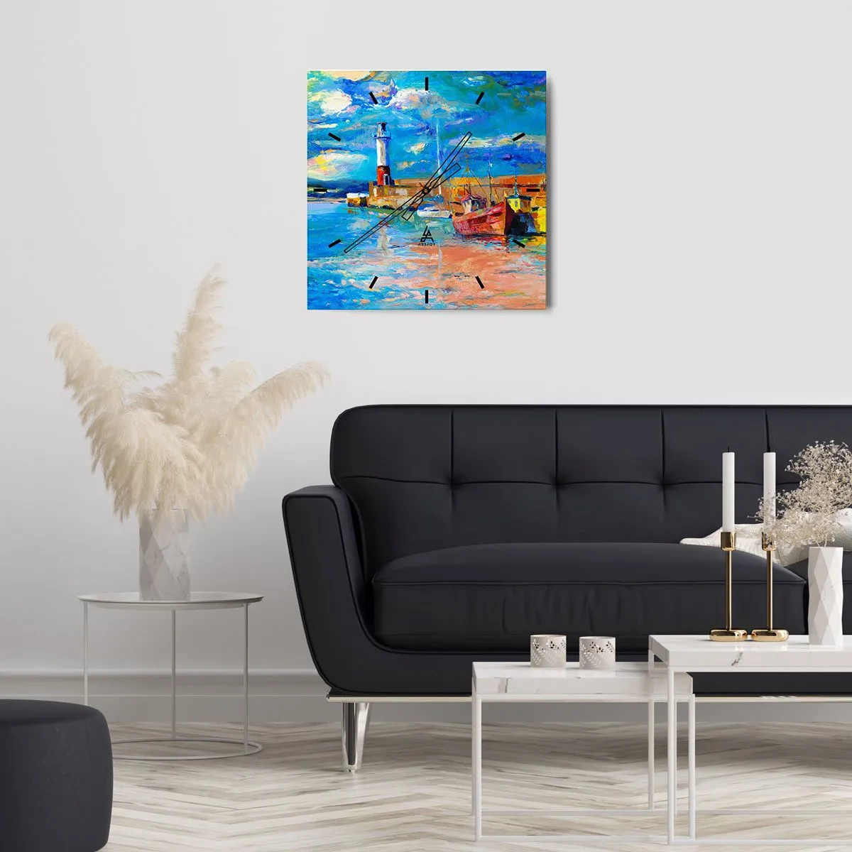 Orologio da parete - Orologio in Vetro - Pomeriggio nell'insenatura multicolore - 40x40 cm