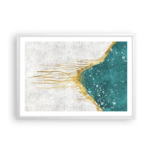 Poster in cornice bianca - Flusso dorato - 70x50 cm