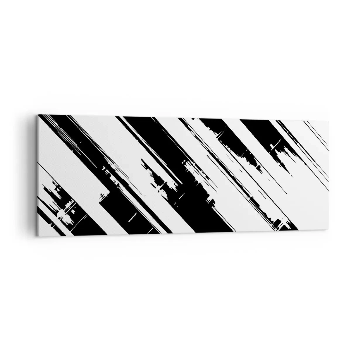 Quadro su tela - Stampe su Tela - Linee in bianco e nero e motivi geometrici in stile moderno - 140x50cm - Composizione intensa e dinamica - Decorazione murale moderna per soggiorno e camera da letto ARTTOR