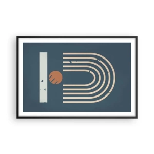 Poster in cornice nera - Geometria in blu - 91x61 cm