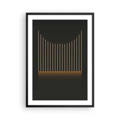 Poster in cornice nera - Composizione geometrica di linee verticali nell'oscurità - 50x70cm - Esaminare l'oscurità - Decorazione murale moderna per soggiorno e camera da letto ARTTOR
