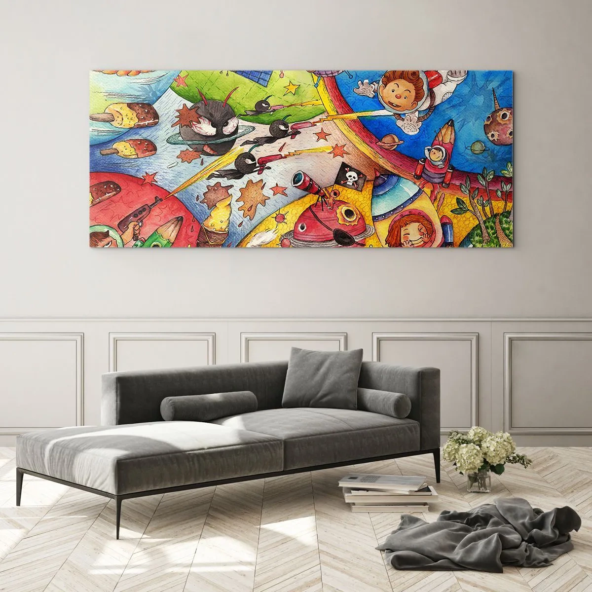 Quadro su vetro - La grande avventura nel cosmo - 90x30 cm
