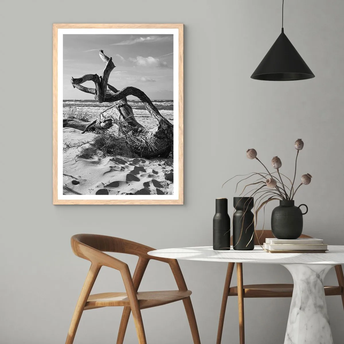 Poster in cornice rovere chiaro - Scolpito dal mare - 50x70 cm