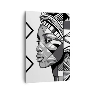 Quadro su tela - Stampe su Tela - Ritratto in bianco e nero di una donna in stile etnico - 70x100cm - Ritratto etnico - Decorazione murale moderna per soggiorno e camera da letto ARTTOR