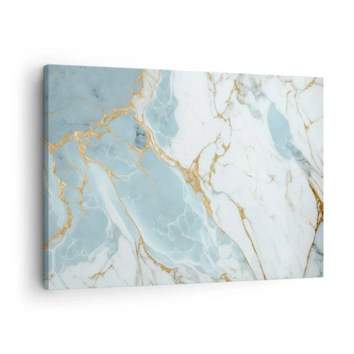 Quadro su tela - Stampe su Tela - Motivi in marmo blu e bianco con venature dorate aggiunte - 70x50cm - La ricchezza della pietra - Decorazione murale moderna per soggiorno e camera da letto ARTTOR