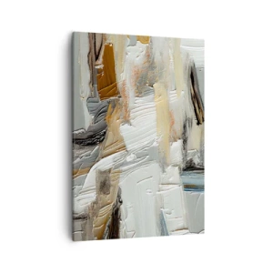 Quadro su tela - Stampe su Tela - Astrazione strutturale nei toni della terra e del bianco - 50x70cm - Strati colorati - Decorazione murale moderna per soggiorno e camera da letto ARTTOR