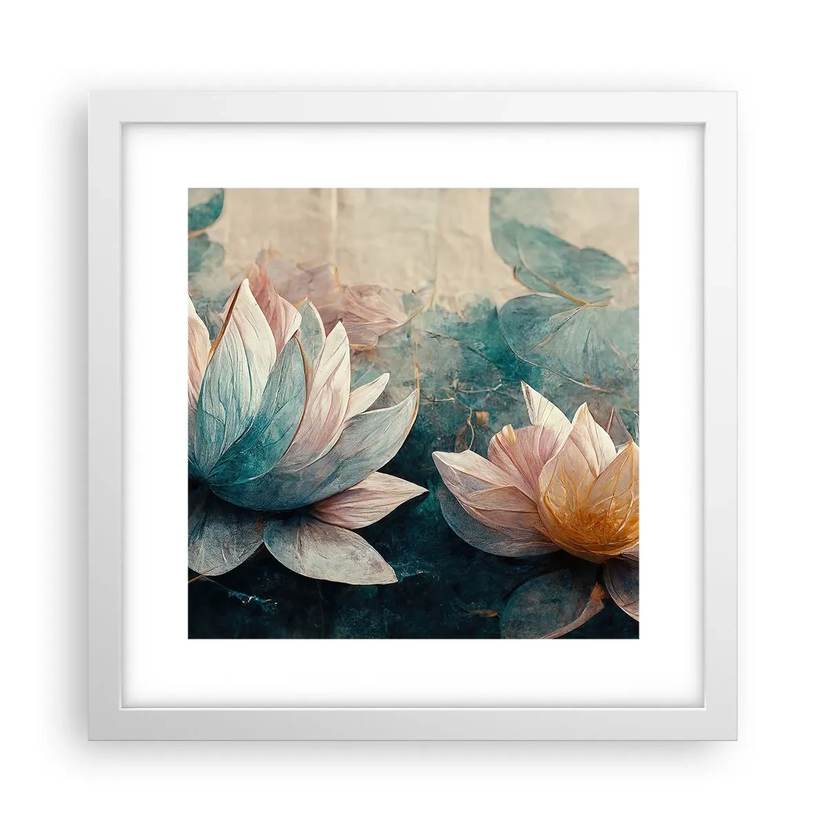 Poster in cornice bianca - Le stelle del lago - 30x30 cm