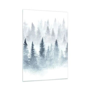 Quadro su vetro - Foresta di bambù avvolta nella nebbia - 50x70cm - Avvolti nella nebbia - Decorazione murale moderna per soggiorno e camera da letto ARTTOR