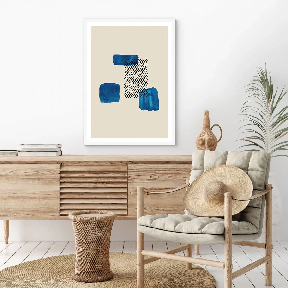 Poster in cornice bianca - Quartetto astratto - 50x70 cm