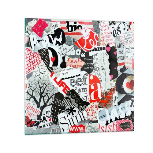 Quadro su vetro - Collage hipster - 30x30 cm