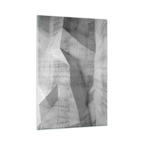 Quadro su vetro - Forme geometriche in cemento grigio - 80x120cm - Una vera sfida - Decorazione murale moderna per soggiorno e camera da letto ARTTOR