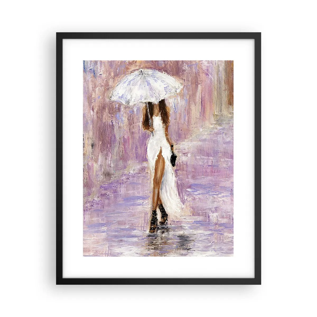 Poster in cornice nera - Nella pioggia lilla - 40x50 cm